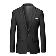 IYTR Men's Suit Jacket Slim One Button Blazer Business Casual Work Office Wedding Party Tuxedo Black XXXXL